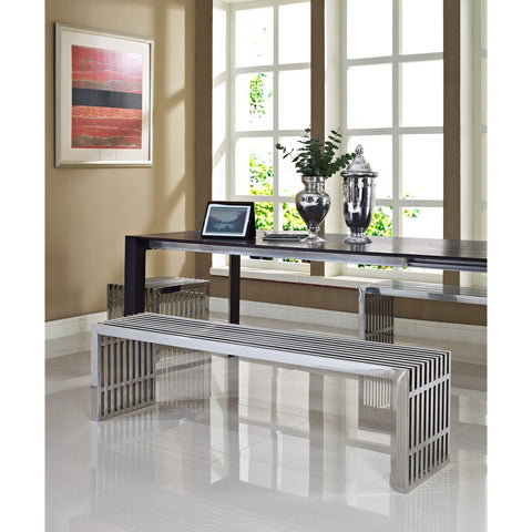 Modway Furniture EEI-867 Gridiron Benches Set of 3, Silver