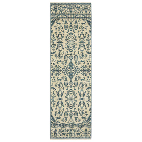 Oriental Weavers Francesca Area Rug - FR08H - 2'3" x 7'6" - in Ivory/Blue - Vintage Inspired, Stain Resistant, Family and Pet Friendly, Entryway, Hallway Runner Rug