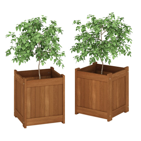 Furinno Tioman Hardwood Flower Box in teak oil Natural 2-Pack