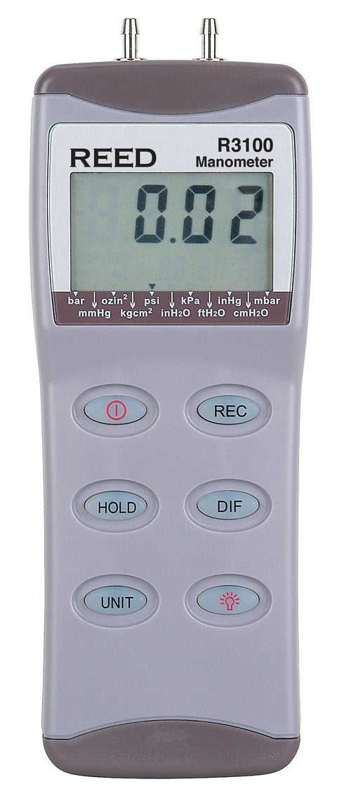 REED Instruments R3100 Digital Manometer, Gauge / Differential, 100psi with NIST Calibration Certificate