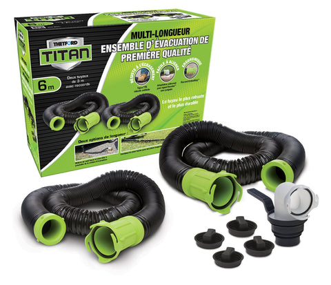 Thetford 17903 Titan 20 Feet Premium RV Sewer Hose Kit Bilingual , Black