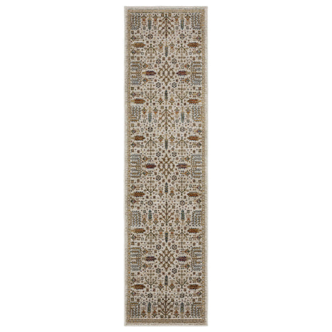 Oriental Weavers Andorra Area Rug - 2449B - 2'3" x 8' - in Ivory/Gold - Vintage Bohemian Style, Stain Resistant, Family and Pet Friendly, Entryway, Hallway Runner Rug