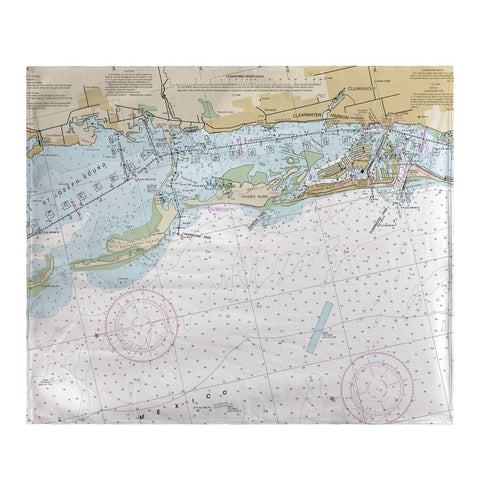 Betsy Drake Clearwater Harbor, FL Nautical Map Throw Blanket 60 X 50 Inches