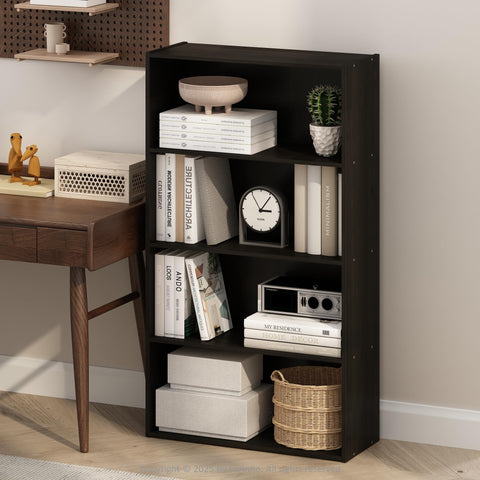 Furinno Simple Open Shelf Bookcases 4-Tier Espresso