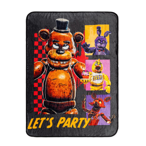 Five Nights At Freddy's Let's Party Raschel Throw Blanket | Soft Polyester Cover for Sofa, Bed | 45 x 60 Inches
