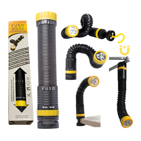 FUSO FUSOV51001002 All-in-One Handsfree High Power LED Flexible, Magnetic and Clampable Flashlight, 110 lm, Yellow