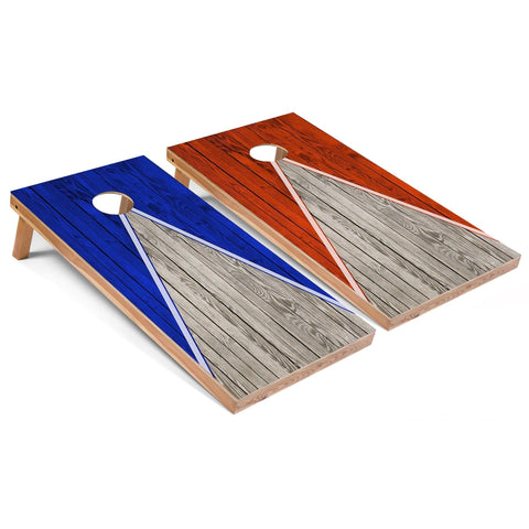 Skip's Garage Royal and Orange Pyramid All-Weather Cornhole Boards - PVC - Include Edge Lights