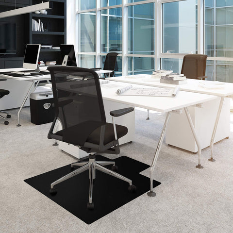 Advantagemat Black Vinyl Lipped Chair Mat for Carpets - 36 inches x 48 inches