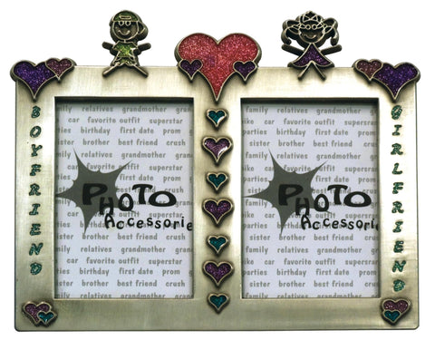 Barjan 12560138 Heart Embellished Dual Window Boyfriend - Girlfriend Photo Frame