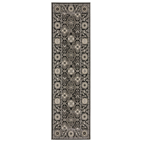 Oriental Weavers Raylan Area Rug - RAY05-2'3" x 7'6" - in Charcoal/Grey - Vintage Inspired, Stain Resistant, Family and Pet Friendly, Entryway, Hallway Runner Rug
