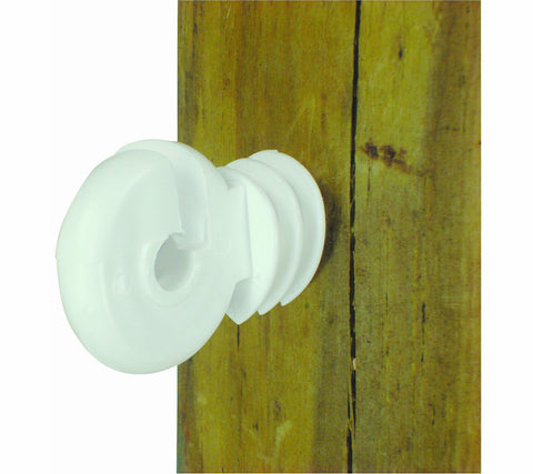 Field Guardian Wood Post Screw-in Ring Polyrope Insulator, White