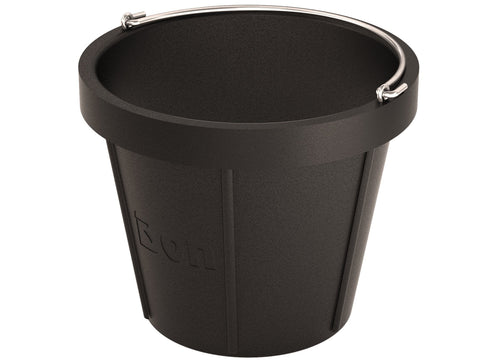 Bon Heavy Duty Rubber Pail 12 Qt – Durable Chemical Resistant 12 in. x 10 in. Molded Pail for Jobsite and Utility Use
