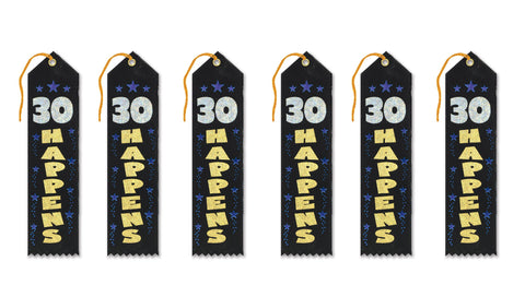 Beistle 6-Pack 30 Happens Award Ribbon, 2 by 8-Inch