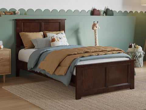 Charlotte Twin Solid Wood Low Profile Platform Bed with Matching Footboard in Walnut