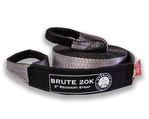 Overland Vehicle Systems Tow Strap 20,000 lb. 2" x 30' Gray with Black Ends & Storage Bag Universal - 20,000 lb. Breaking Strength - for Use in Automotive Recovery and Towing