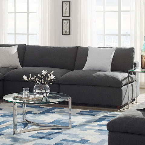 Modway Commix Upholstered Modular Armless Loveseat - Down-Filled Overstuffed Sectional Sofa - 2 Seater Couch - Armless Chairs Set for Contemporary Living Rooms