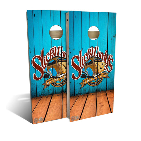 Skip's Garage Angled Wood Cornhole Set - All-Weather 2x4 (Weather Bags) - Include Edge Lights