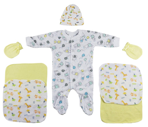 Sleep-n-Play, Cap, Mittens and Washcloths - 7 Pc Set - Newborn
