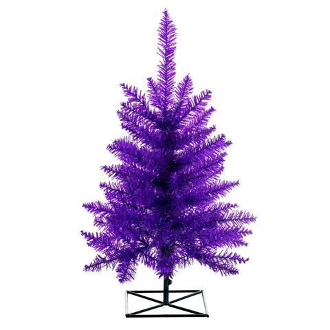 Vickerman 3' Purple Fir Artificial Christmas Tree, Unlit - Faux Fir Christmas Tree - Seasonal Indoor Home Decor