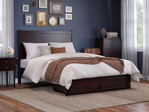 NoHo Queen Bed with Foot Drawer in Espresso