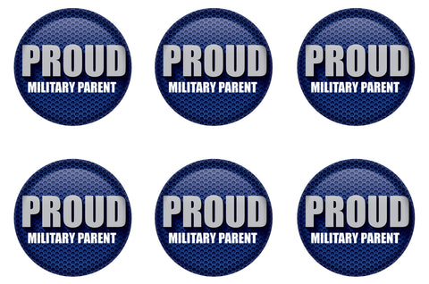 Beistle 6 Piece Patriotic Proud Military Parent Metal Party Buttons USA 4th of July Decorations Costume Accessories, 2", Blue/White/Gray