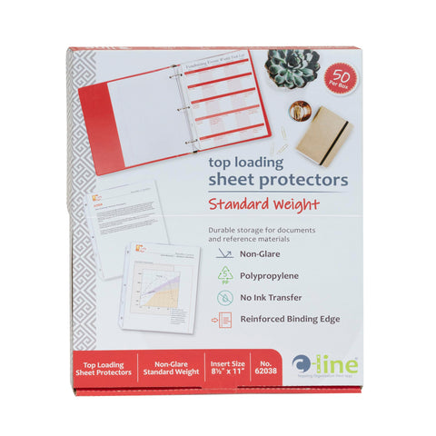 C-Line Top Loading Standard Weight Poly Sheet Protectors, Non-Glare, 8.5 x 11 Inches, 50 per Box (62038)