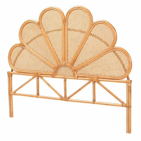 Bali & pari Flower Modern Bohemian Honey Rattan Queen Size Standalone Headboard