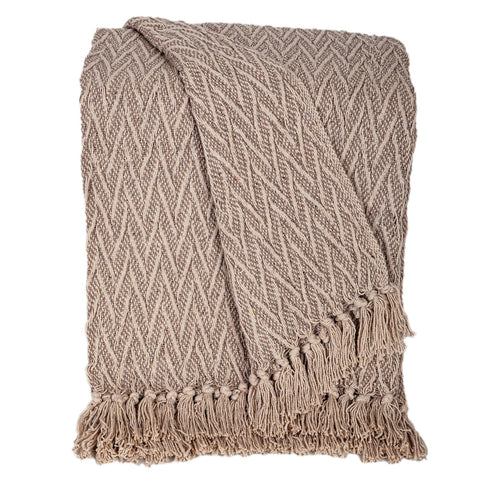 PARKLAND COLLECTION Handloomed Brown Cotton Slub Throw (52”x67”) from