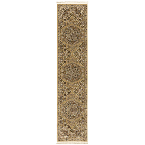 Oriental Weavers Masterpiece Area Rug - 8022J - 2'3" x 10' - in Gold/Ivory - Vintage Inspired, Stain Resistant, Family and Pet Friendly, Entryway, Hallway Runner Rug