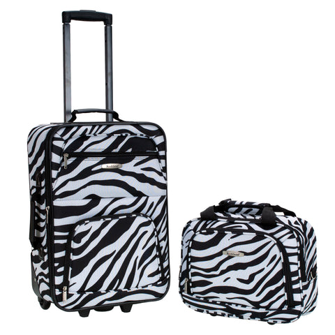 Rockland Fashion Softside Upright Luggage Set,Expandable, Zebra, 2-Piece (14/19)