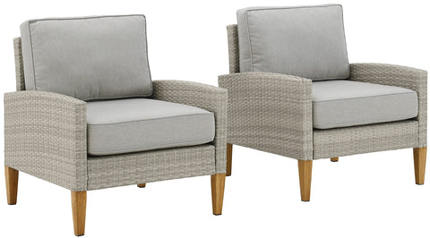 Capella 2Pc Wicker Outdoor Chair Set Gray/Acorn - 2 Armchairs