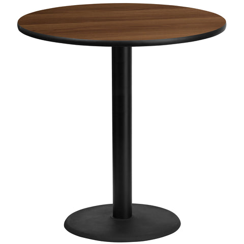 Flash Furniture Stiles 42'' Round Walnut Laminate Table Top with 24'' Round Bar Height Table Base