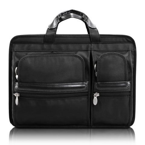McKleinUSA P Series, Hubbard, Tech-Lite Ballistic Nylon, 15" Nylon Double Compartment Laptop Briefcase, Black (58435)