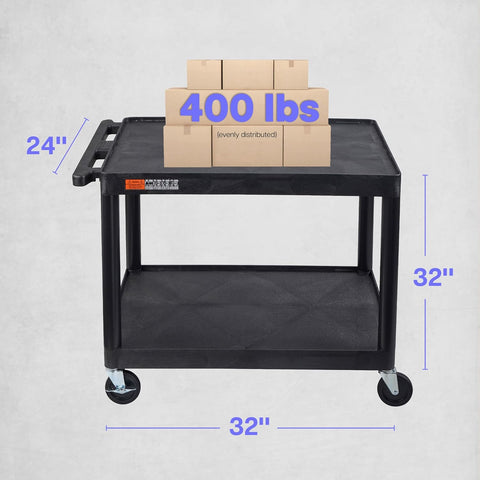 Luxor LP27-B 27"H AV Cart - Two Shelves