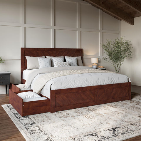 AFI, Canyon King Platform Bed with Matching Footboard & Storage Drawers, Walnut