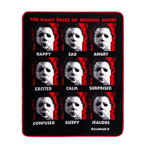 Silver Buffalo Halloween II The Many Faces of Michael Myers Raschel Throw Blanket for Sofa, Bed | 45 x 60 Inches