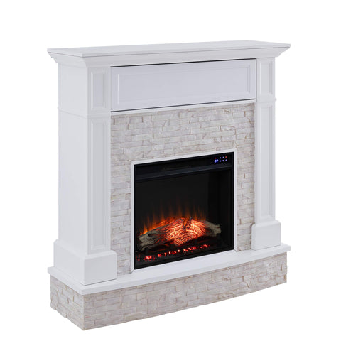 Jacksdale Touch Screen Electric Media Fireplace w/ Faux Stone