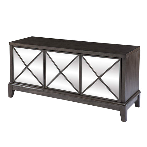 SEI Furniture Wallaston Mirrored Media Cabinet, Light Brown w/Mirror
