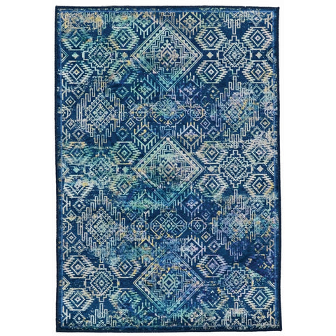 Linon Emerald Collection Navy/Teal 3.3x5