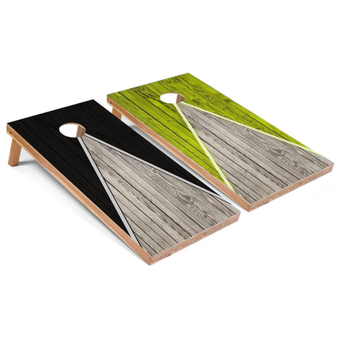 Skip's Garage Black and Lime Pyramid All-Weather Cornhole Boards - PVC - Include Edge Lights