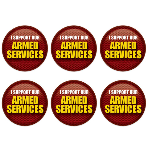 Beistle 6 Piece Support Our Troops Armed Services United States Pinback Button Badge Pins for 4th of July Patriotic Decorations Independence Day Party Supplies and Favors, 2", Dark Green/White/Yellow
