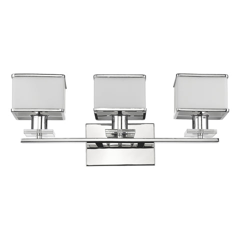 Chloe Lighting CH820039CM24-BL3 Contemporary 3 Light Chrome Finish White Opal Glass Bath Vanity Wall Fixture 24 Inch Wide