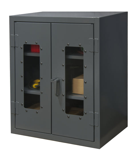 Durham Extra Heavy Duty Welded 12 Gauge Steel Clearview Counter Top Lockable Storage Cabinet with Lexan Door, HDCC203642-2S95, 1900 lbs Shelf Capacity, 20" Length x 36" Width x 42" Height, 2 Shelves