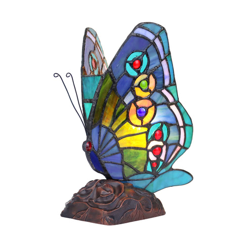 Chloe Lighting Kacy 1 Tiffany-Style 1 Light Butterfly Accent Table Lamp 10" Tall