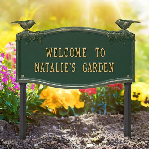 Personalized Vine and Chickadee Lawn Garden Sign