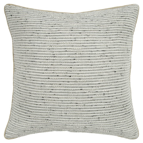 Rizzy Home Donny Osmond Stripe 20" x 20" Cotton Burlap Pillow Cover-Light Gray