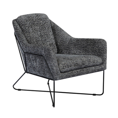 Moti Emilia Lounge Chair in Boucle Charcoal Blue Fabric with Toughened Iron Frame