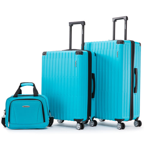 Rockland 3 Luggage Set, 2-Piece Hardside Spinner Wheel Uprights with Tote, Turquoise