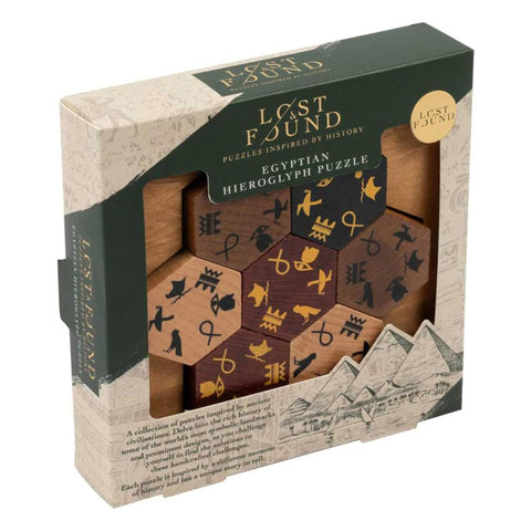 Professor Puzzle: Egyptian Hieroglyph Puzzle - 3D Wooden Brainteaser, Tile Aligning Mental Challenge, Ancient Symbol Matching, Lost & Found Collection