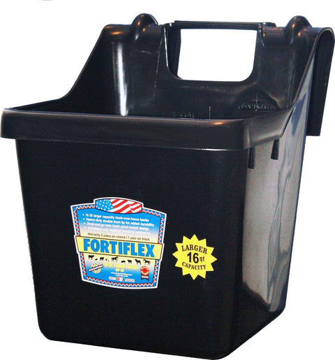 Fortiflex Hook Over Fence Feeder for Dogs/Cats and Horses, 16-Quart, Black